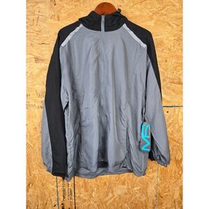 Mack Russo XL‎ Mens Windbreaker Jacket Lightweight Hooded Gray Black Activewear
